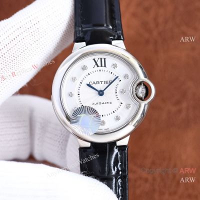 Swiss Quality Cartier Ballon Bleu Citizen 33mm Silver Diamond watch